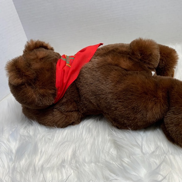 Purrfection Plush Brown Bear Orange Handkerchief Stuffed Animal Toy MJCY 17 in L - Picture 3 of 4